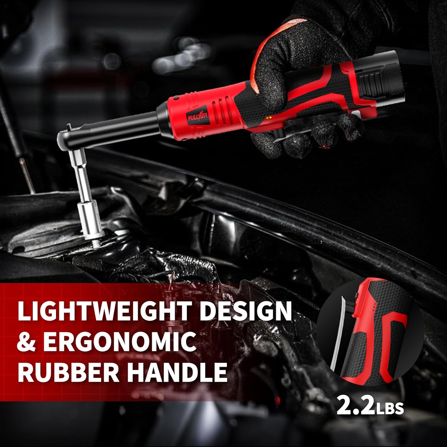 16.8V Cordless Electric Ratchet Wrench Kit 3/8 Inch Drive With Two Batteries