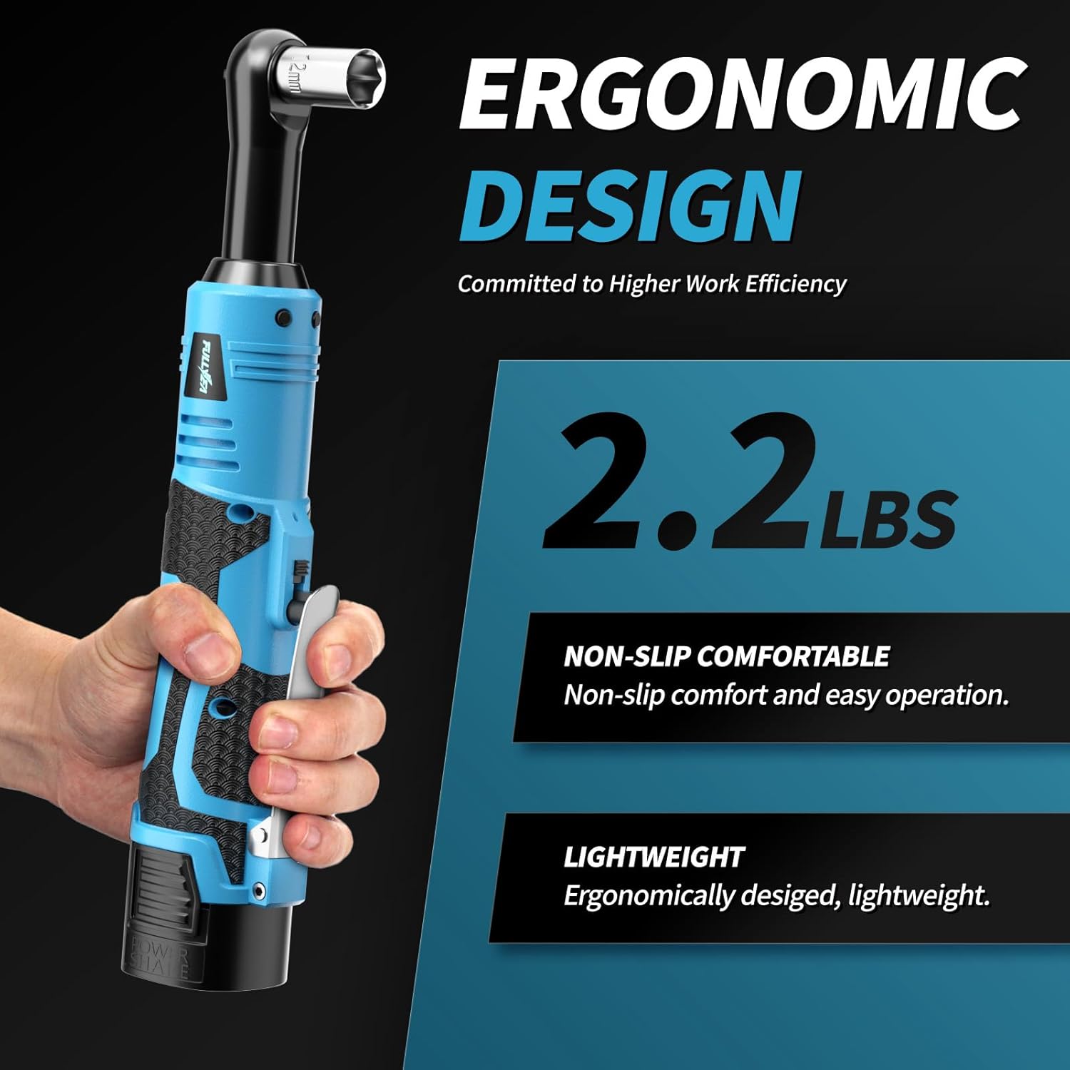 18V Cordless Electric Ratchet Wrench Kit 3/8 Inch Drive With Two Batteries