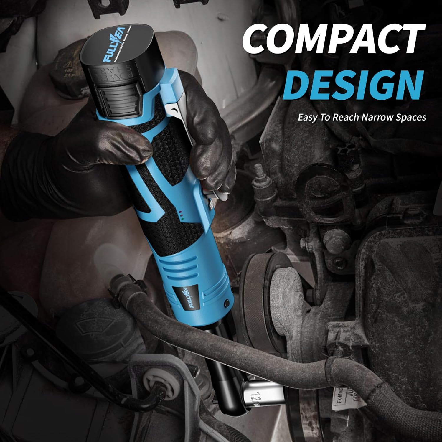 18V Cordless Electric Ratchet Wrench Kit 3/8 Inch Drive With Two Batteries