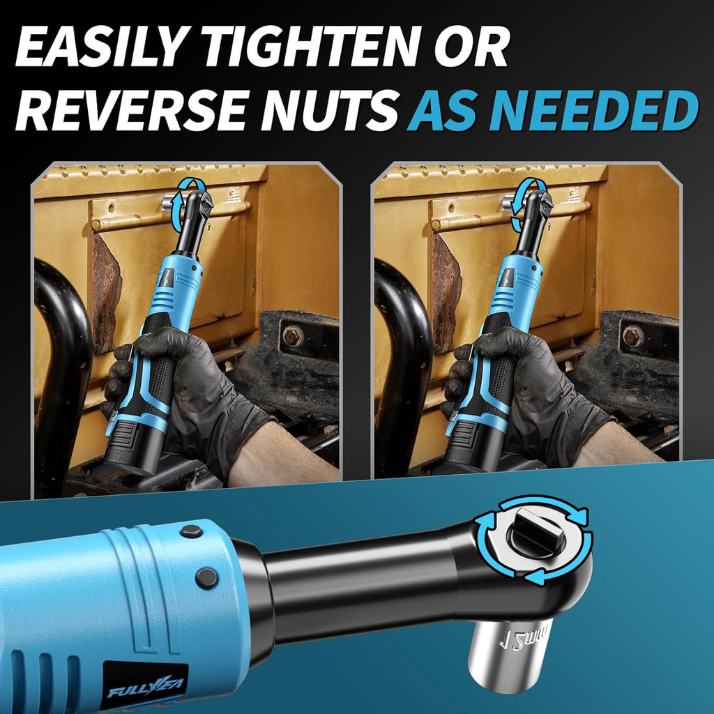18V Cordless Electric Ratchet Wrench Kit 3/8 Inch Drive With Two Batteries