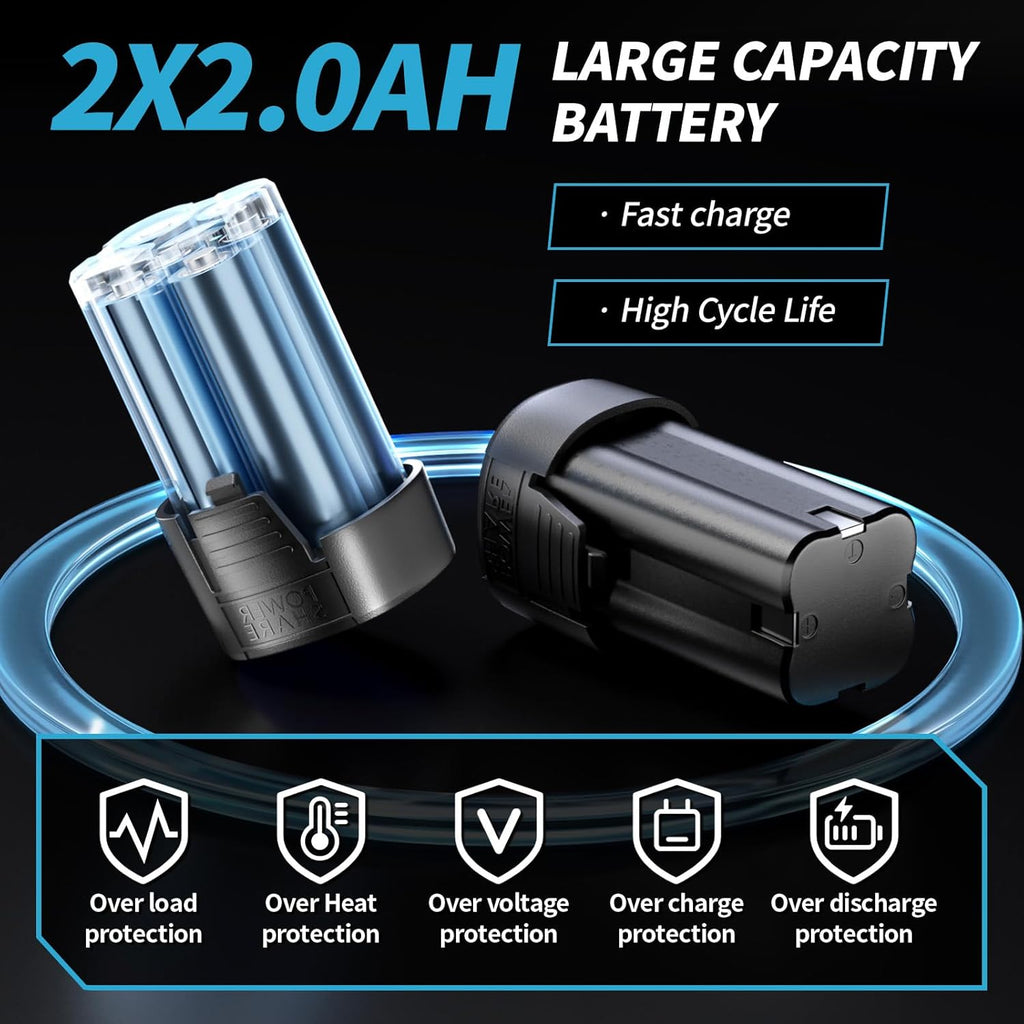 18V Cordless Electric Ratchet Wrench Kit 3/8 Inch Drive With Two Batteries