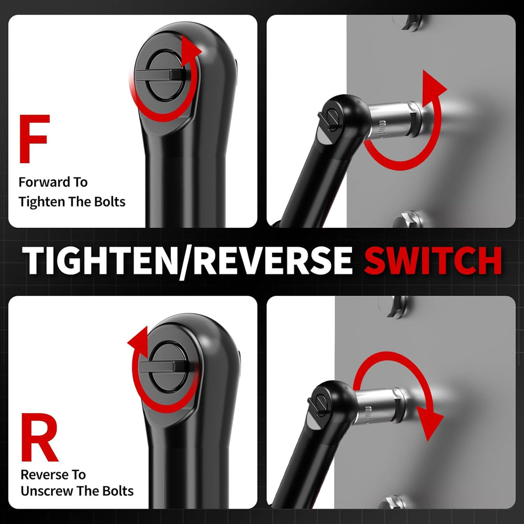 16.8V Cordless Electric Ratchet Wrench Kit 3/8 Inch Drive With Two Batteries