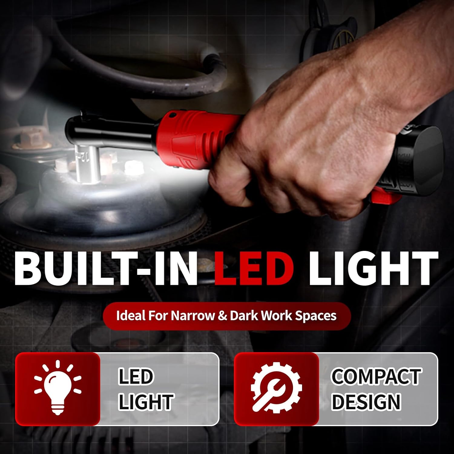 16.8V Cordless Electric Ratchet Wrench Kit 3/8 Inch Drive With Two Batteries