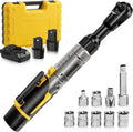 12V Cordless Electric Ratchet Wrench Kit 3/8 Inch Drive 60 Ft Lbs With Two Batteries