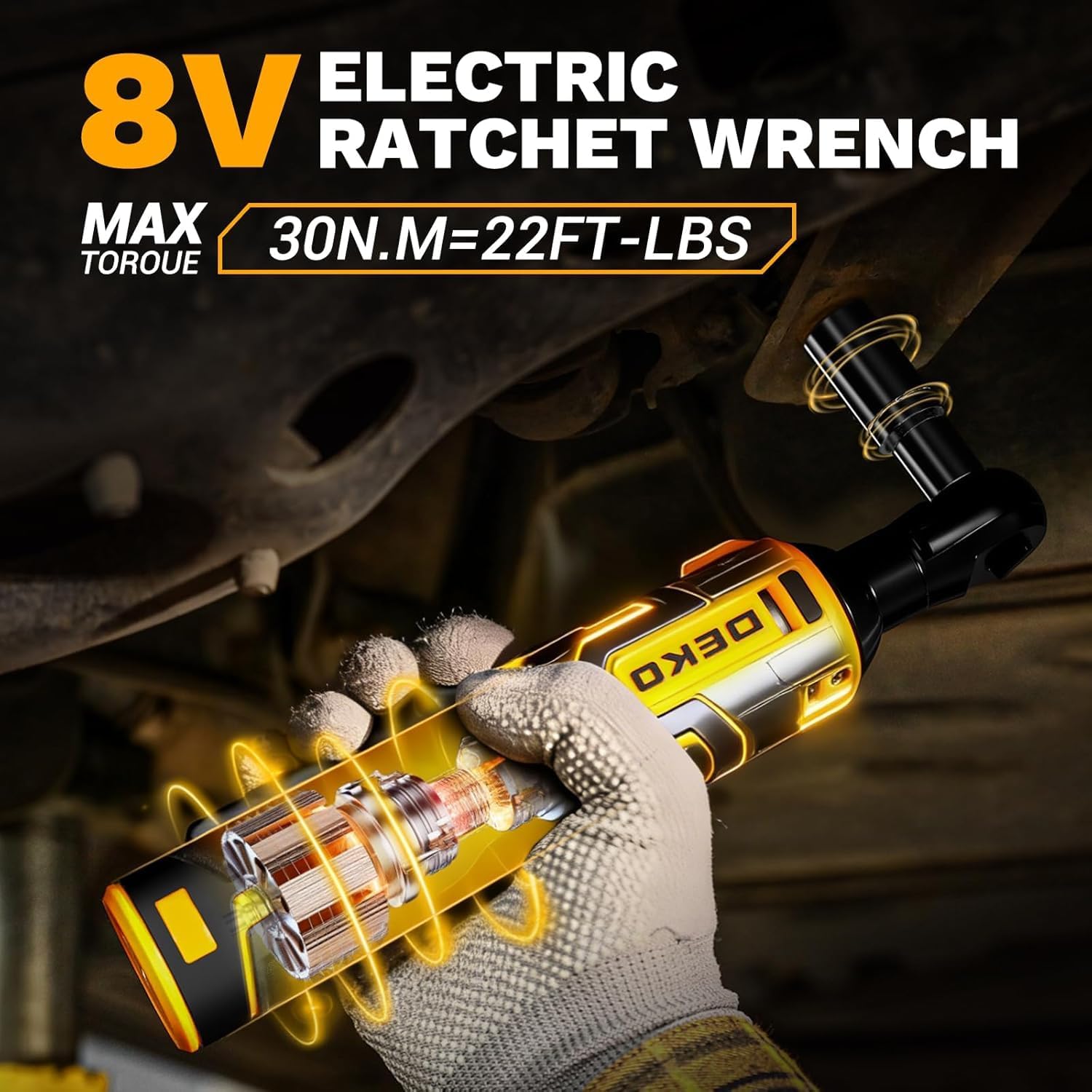 8V Cordless Electric Ratchet Wrench Kit 3/8 Inch Drive With 74 Piece Socket Tool Set