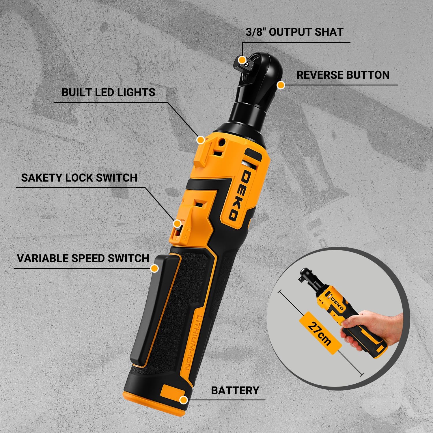 8V Cordless Electric Ratchet Wrench Kit 3/8 Inch Drive With 74 Piece Socket Tool Set