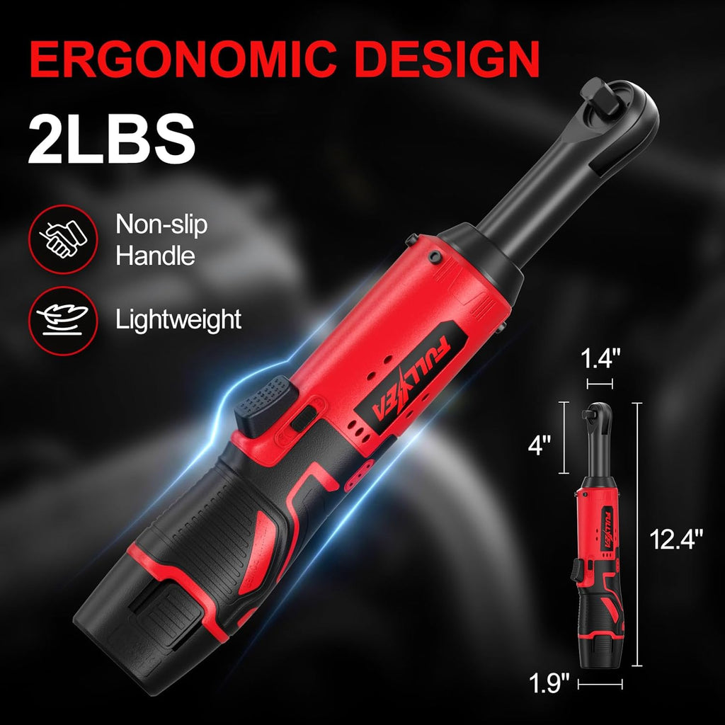 12V Cordless Electric Ratchet Wrench Kit 3/8 Inch Drive With Two Batteries And Sockets