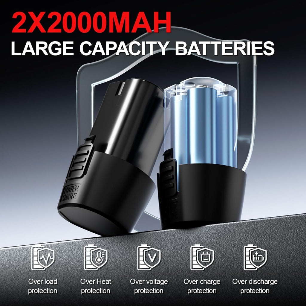 12V Cordless Electric Ratchet Wrench Kit 3/8 Inch Drive With Two Batteries And Sockets