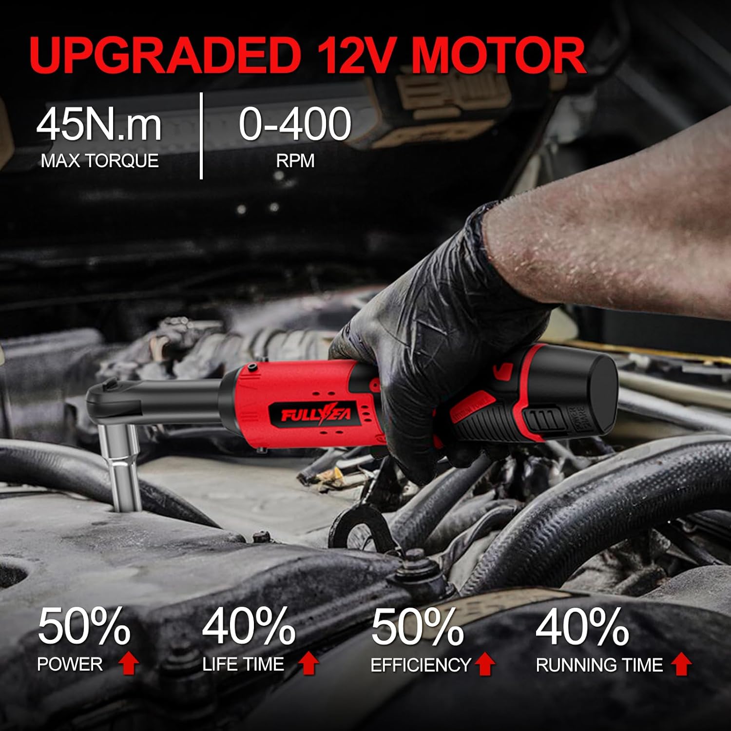 12V Cordless Electric Ratchet Wrench Kit 3/8 Inch Drive With Two Batteries And Sockets