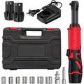 12V Cordless Electric Ratchet Wrench Kit 3/8 Inch Drive With Two Batteries And Sockets